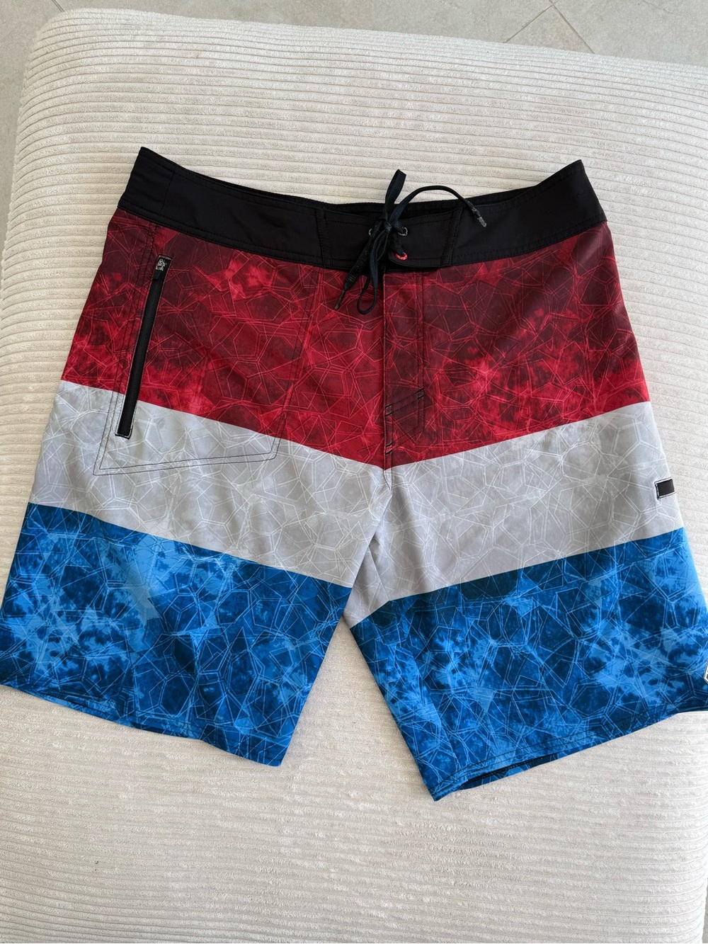 Pelagic Red, White & Blue Chevron Board Shorts